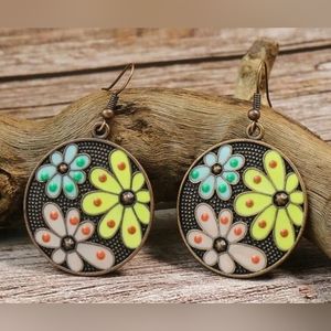 Bohemian Flower Power Water Drop Earrings New